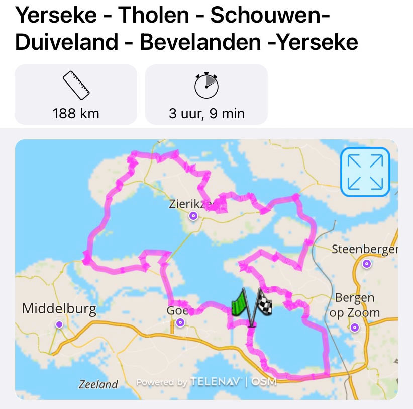 GPX Route Yerseke Tholen Schouwen-Duiveland Bevelanden Yerseke